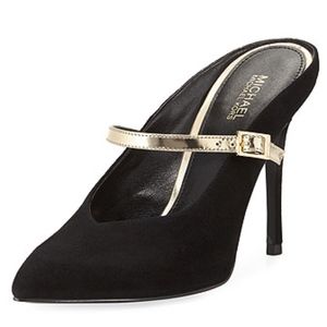 Michael Kors Tiegan Black Suede Heel Shoes